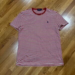 Polo Ralph Lauren Stripe T-Shirt Mens Large Red White SS NWOT Pin Hole